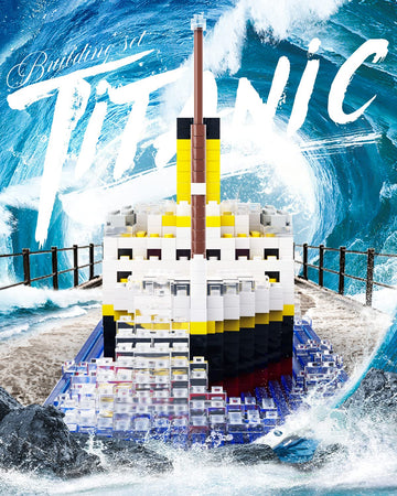 dOvOb Mini Blocks Titanic Model Set, 1872 Pieces, Small Size, Assorted Color, Includes 2 Figures, Model 66503