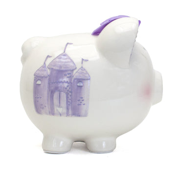 Child To Cherish Ceramic Piggy Bank For Girls, Fairytale Lavender