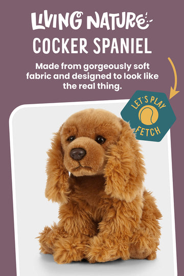 Living Nature Cocker Spaniel Stuffed Animal - 9 Fluffy Brown Dog Toy, Soft Gift for Kids