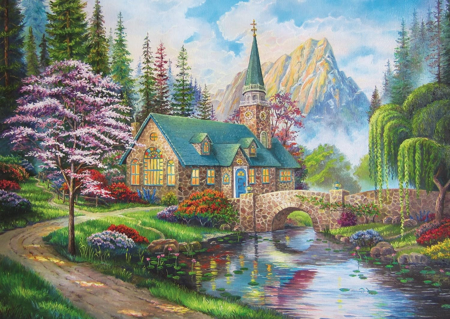 Trefl 500 Piece Jigsaw Puzzles, Woodland Seclusion, Idylic Landscape, Mountains And River, Cottage Puzzle, Adult Puzzles, Trefl 37327