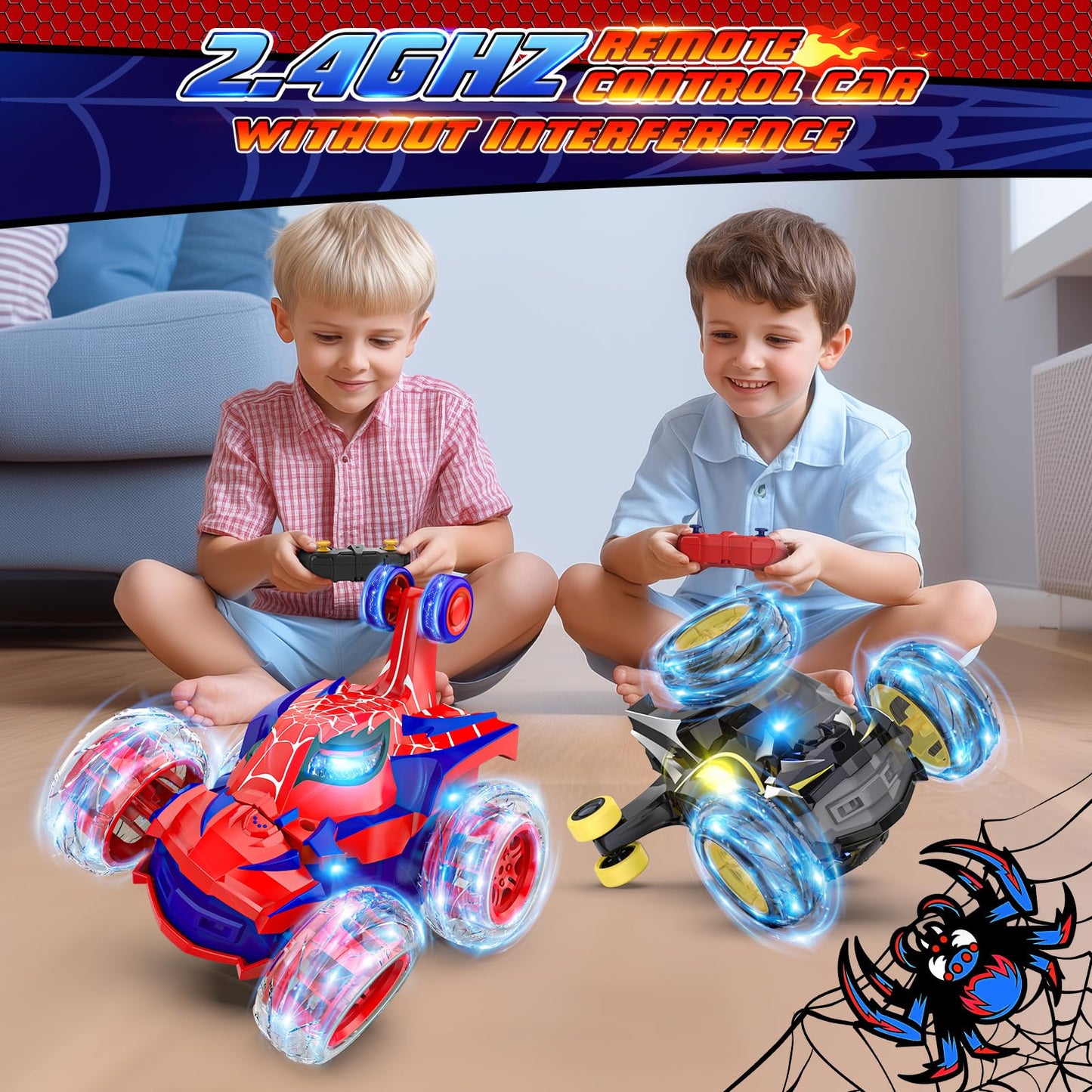 Mafbeanl Remote Control Car Stunt RC Cars 360 Rotating with 2.4GHz Rechargeable Wheel Lights Toys Car Gift for Boys 3 4 5 6 7 8