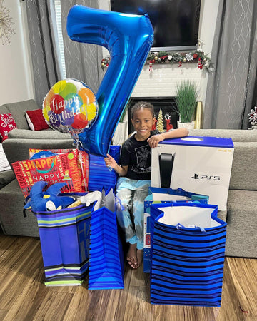 Metallic Blue Number 7 Balloon 40 Inch, 7 Balloon Number, 7Th Birthday Decorations, Navy Blue Party Supplies For Boys Girls