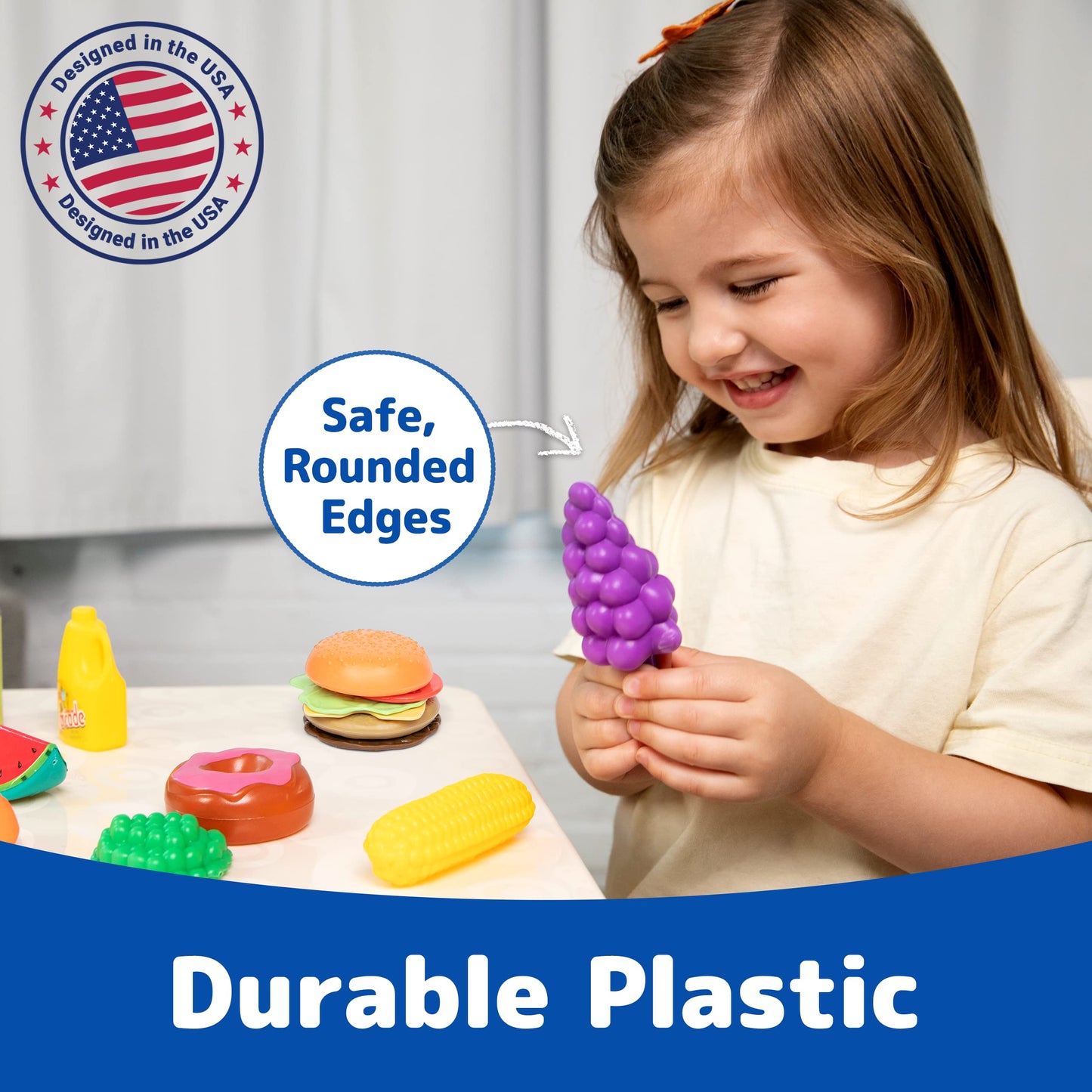 Jaxojoy 122 Piece Pretend Play Food Set for Kids - Toy Food for Kids Kitchen Set, Pretend Play Kitchen Food, Kids Kitchen Access