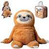 ODOXIA 5 Lbs Weighted Stuffed Animal Sloth - Calming Plush Toy for Anxiety, Machine Washable, Brown with Carrying Bag - Ideal for Adults & Kids
