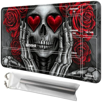 Rwutytiul Rose Girl Card Playmat 24 X 14 Inch With Playmat Tube Bag, Card Gameplay Playmat With Zones Commander Deck Board Mtg R
