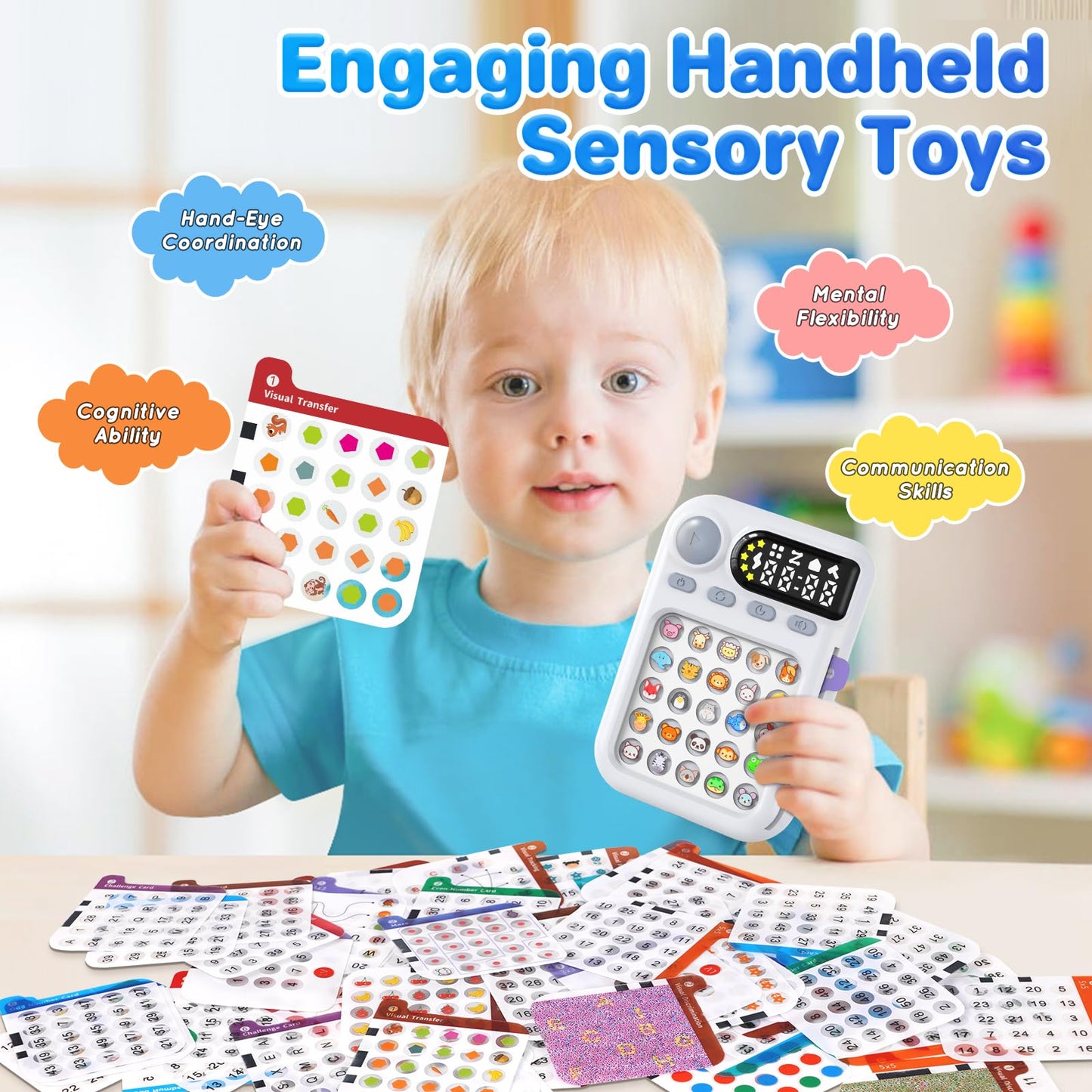 Handheld Game For Kids, Math Games, Memory Game With Flash Cards, Sensory Fidget Toys, Learning & Education Toys, Birthday Gifts