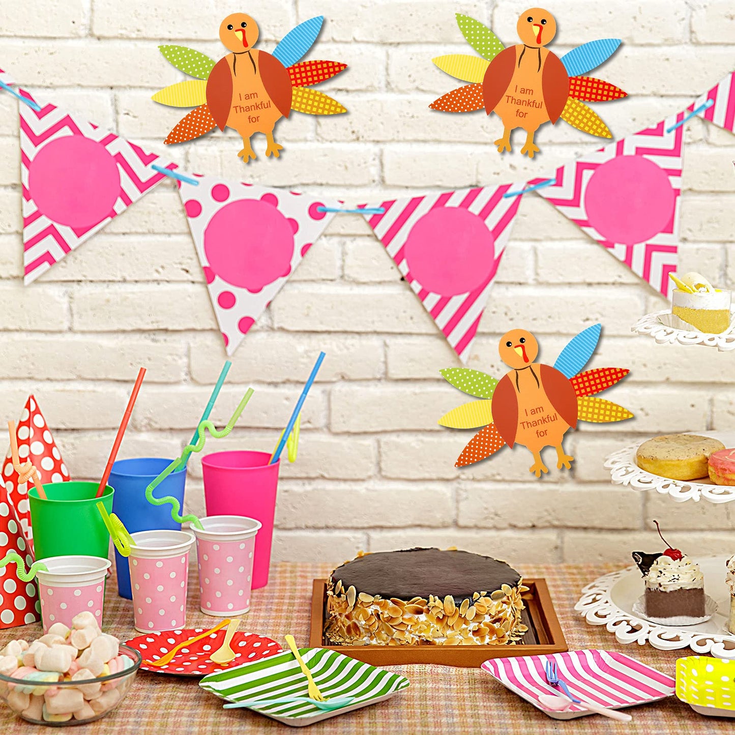 Gejoy 56 Pieces Thanksgiving Turkey Craft Kits Diy Turkey Thanksgiving Party School Activities Decoration Supplies, Makes Up To 8 Turkeys (Orange Series)