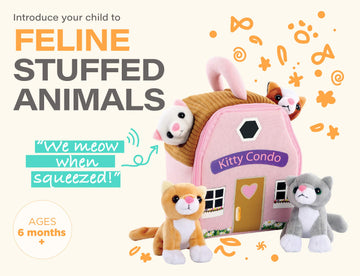 Etna Meowing Cat Condo Toy Playset With Sounds, 5 Piece Small Stuffed Cats And Kittens