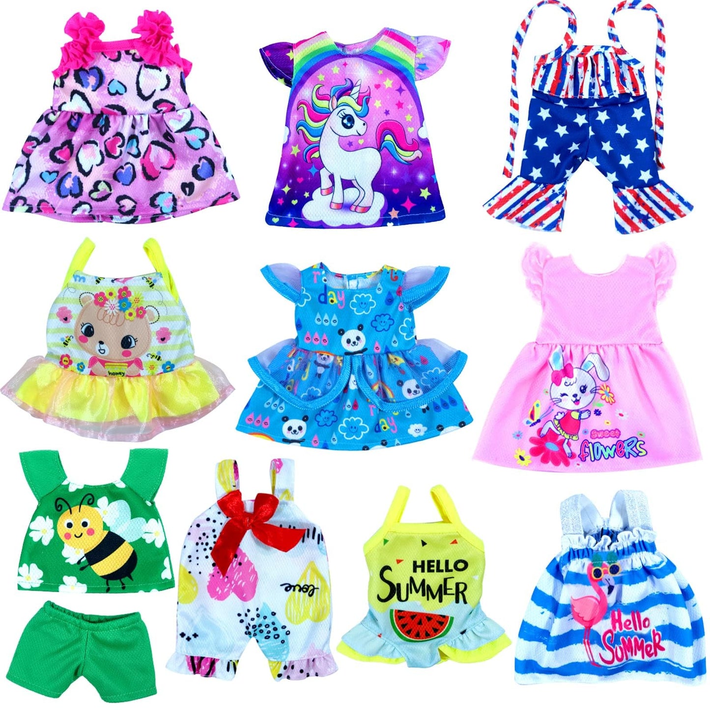 Wondoll 12 Inch Baby Doll-Clothes And Accessories - 10 Sets Doll Clothes For 10-12 Inch Dolls, Baby Doll Clothes Dress Outfits Accessories Christmas Birthday Gift For Kids
