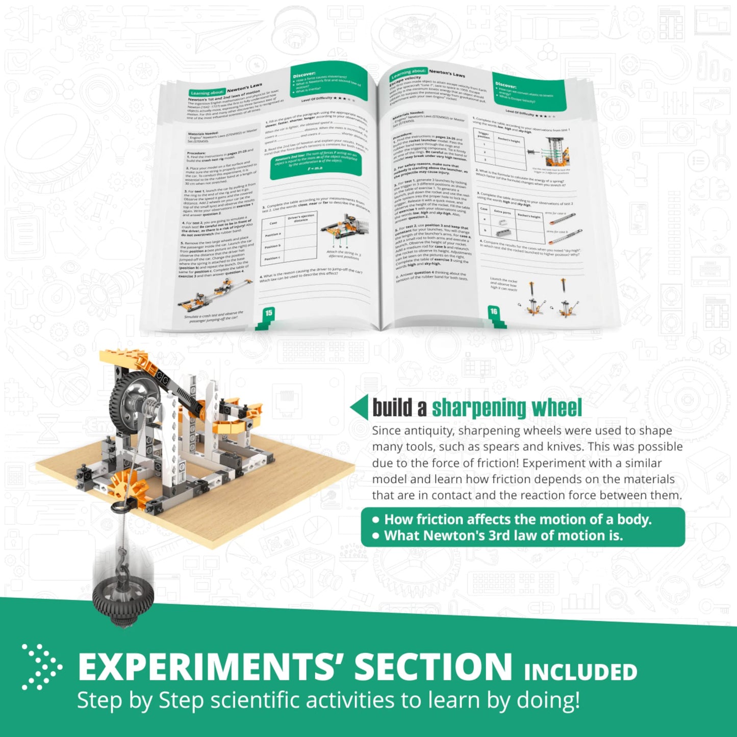 Engino- Stem Toys, Physics Laws: Inertia, Friction, Circular Motion, Construction Toys For Kids 9+, Educational Toys, Gifts For Boys & Girls (6 Model Options)