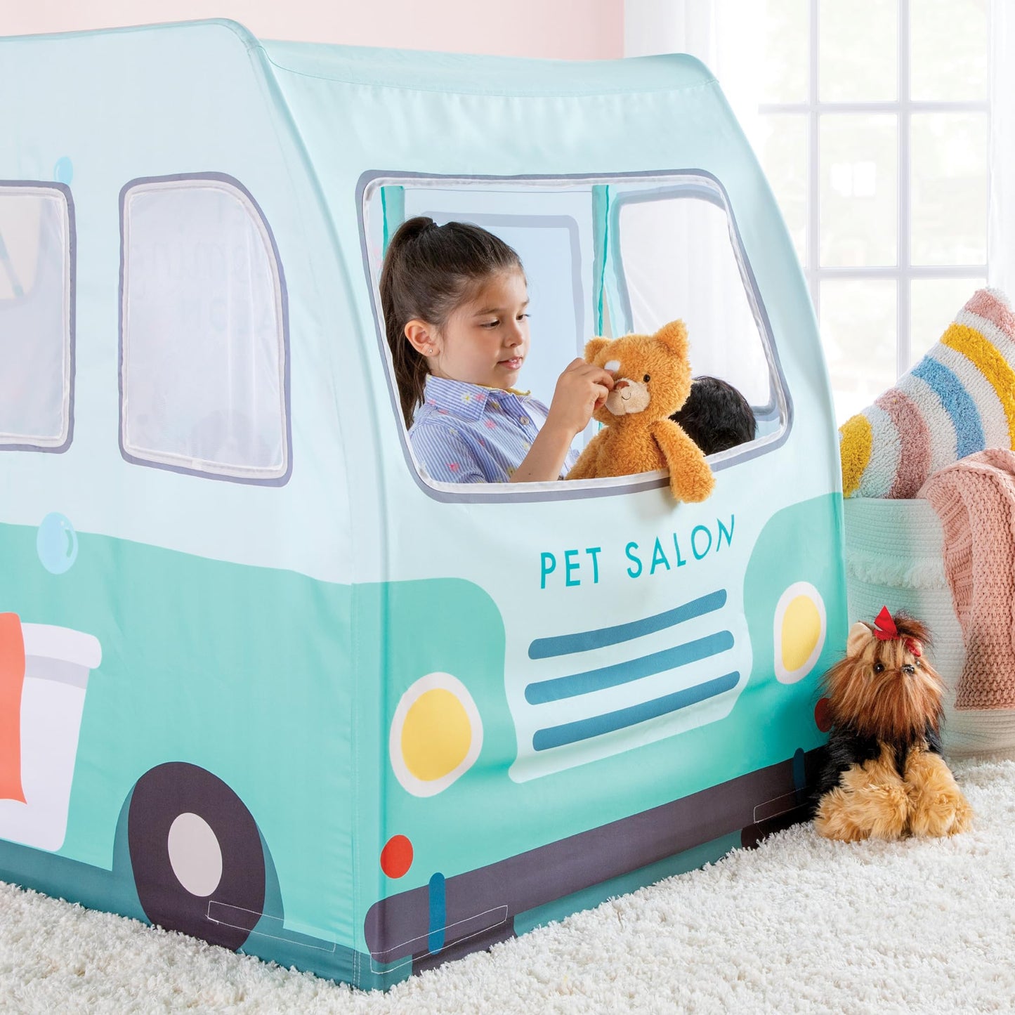 Martha Stewart Kids' Pet Grooming Van Play Tent - Indoor Playhouse for Children for Pretend Play Activities