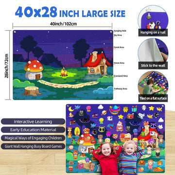 200Pcs Felt Story Board Set with Storage Bag Preschool Teaching Wall Flannel Busy Board Bonfire Party Themed Early Learning Inte
