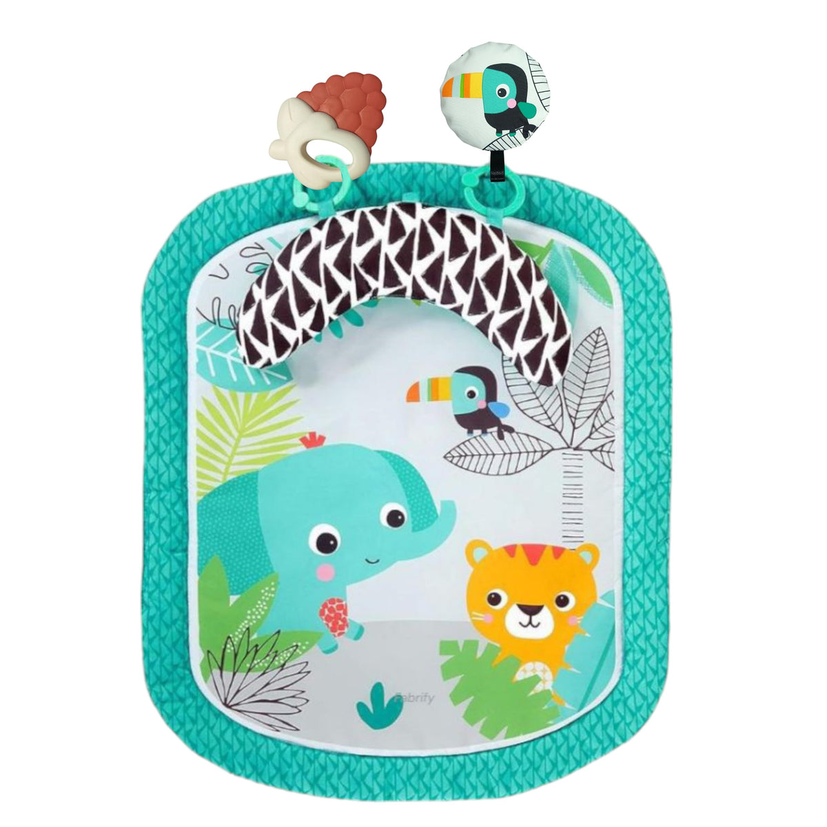Fabrify Tummy Time Baby Mat With Teethers And Mirror, Sensory Development Toy Educational Toy To Develop Hand And Eye Movement P