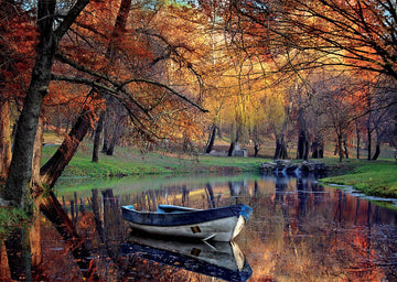 Educa 2000 Piece Jigsaw Puzzle - Boat on The Lake - Cardboard - Includes Puzzle Glue - 37.75" x 26.75" - Ages 14+ - Model