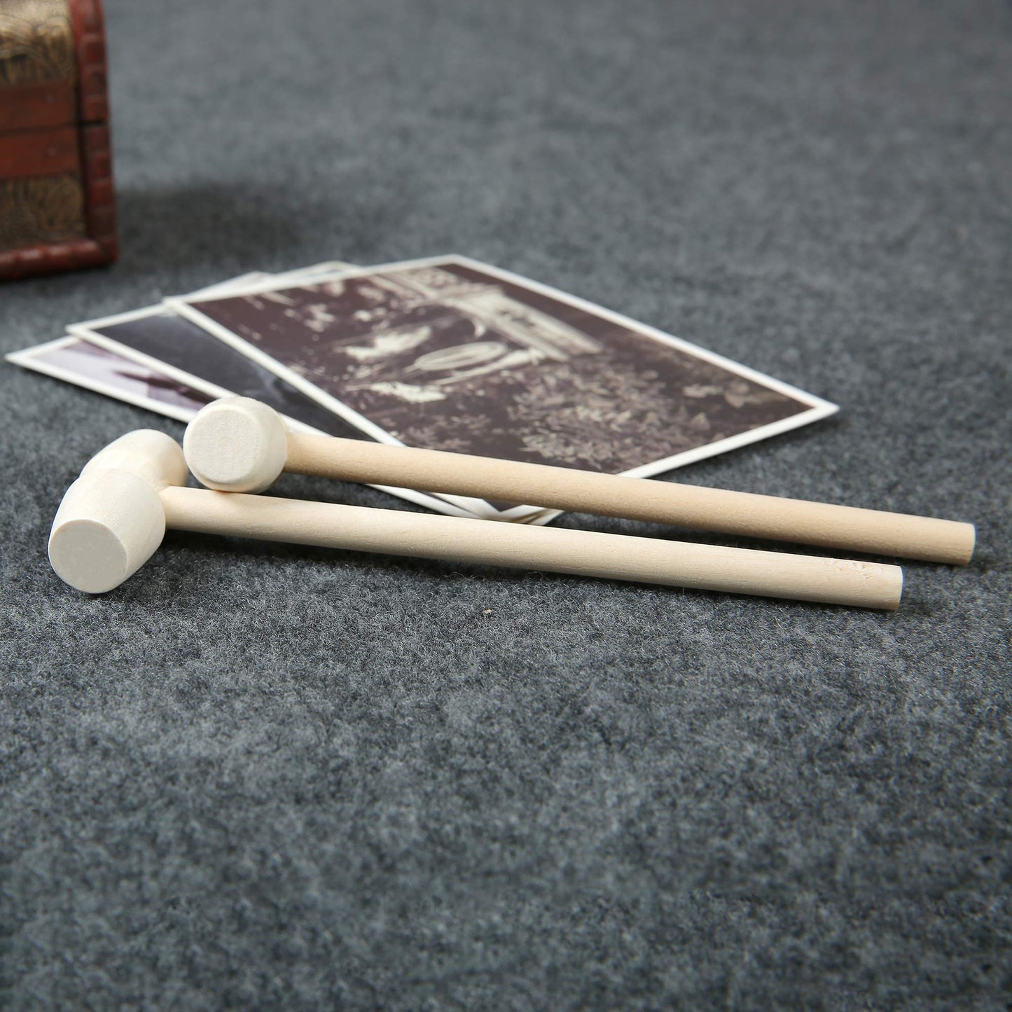 24 Pieces Mini Wooden Hammers Mallets Gavel Toy For Kids, Cute Breakable Heart Hammers For Chocolate