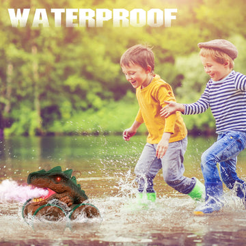 Cheerwing Remote Control Car Dinosaur Toys For Kids Boys,2.4Ghz Amphibious Waterproof Rc Dinosaur Car With Light,Spray,Sound 360