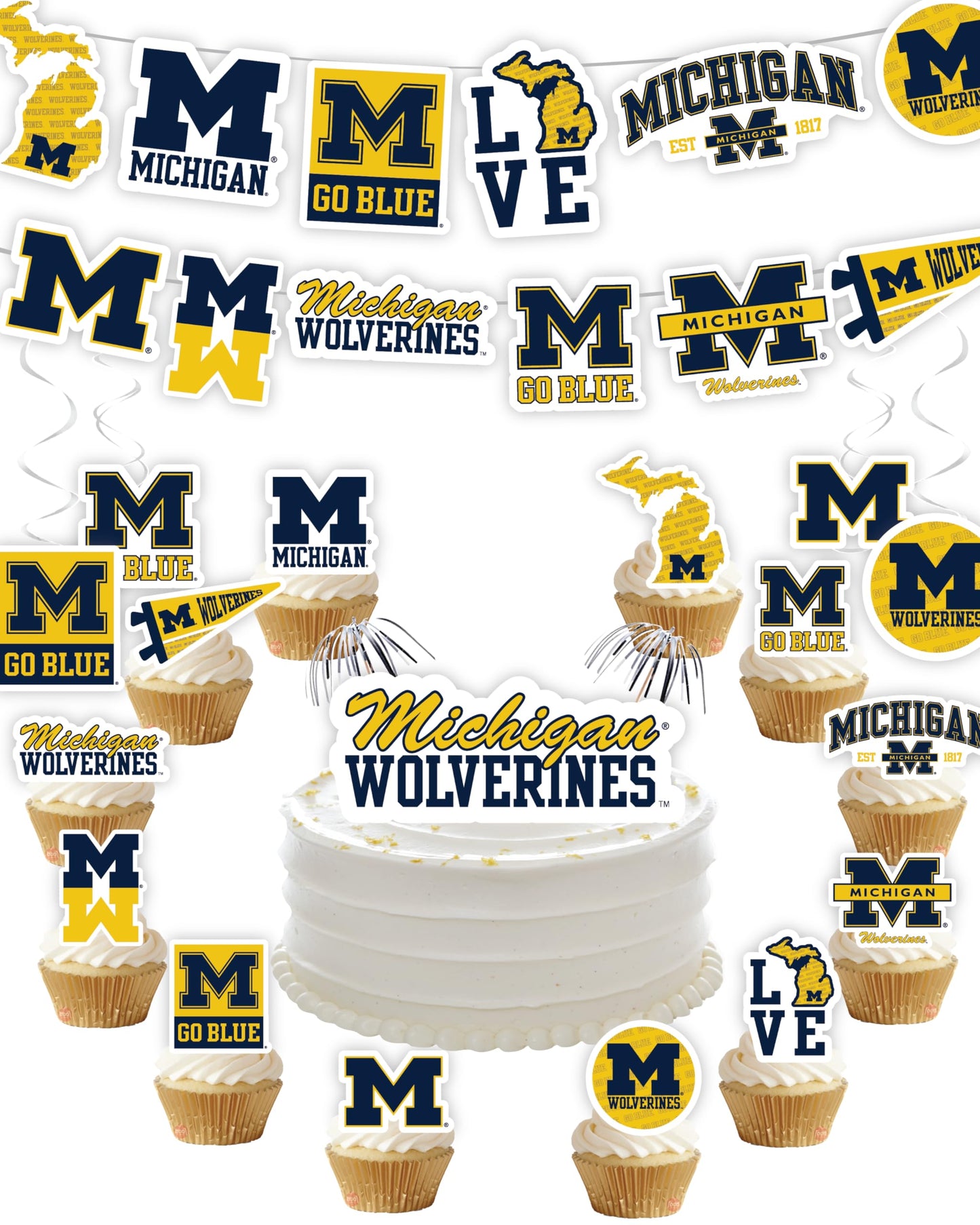 Michigan Party Supplies (42 Pieces) U Of M Party Decorations For Graduation, Football Tailgating, Birthday U Of M Party With Mic
