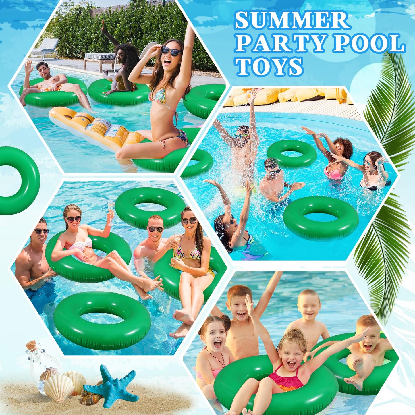 Jellyarch 6 Pcs Inflatable Pool Floats 28 Inch Float Tube For Kids And Adults Swimming Ring Pool Floaties For Beach Party Decora