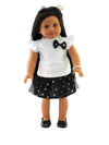 American Fashion World Black and White Polka Dot Skirt Set for 18-Inch Dolls | enhanced Quality & Trendy Design | Dolls Clothes | Outfit Fashions for Dolls for Popular Brands
