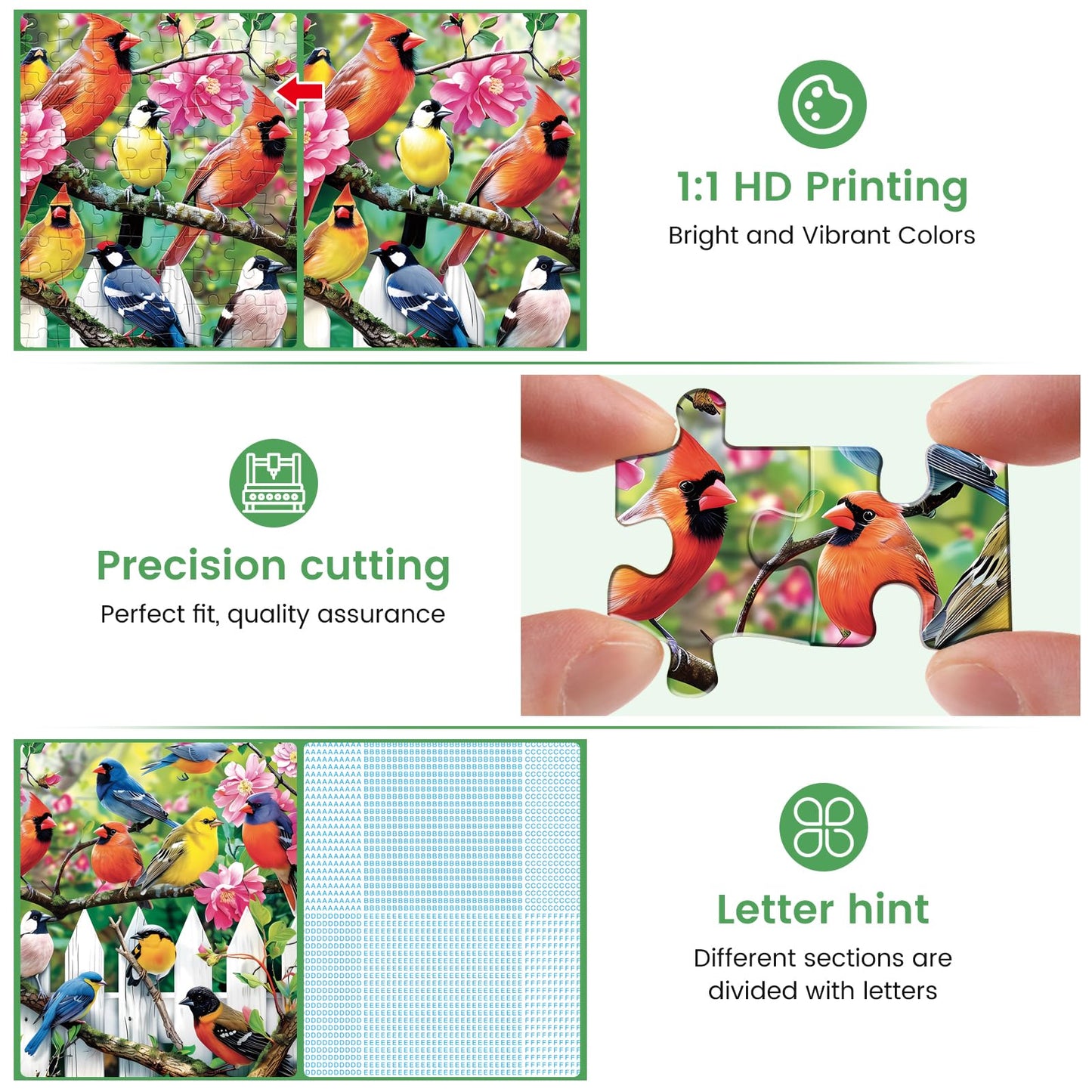 300 Pieces Jigsaw Puzzles For Adults-Morning Serenade Birds Puzzle For Adults Children Elderly-Recycled Paper Puzzle 300 Pieces-