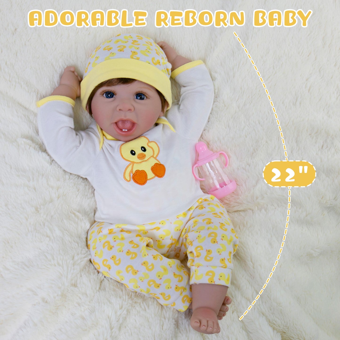 Ekokiz Realistic Baby Doll 22-Inch Lifelike Newborn Baby Doll Soft Cloth Body Real Life Baby Dolls With Clothes And Toy Accessor