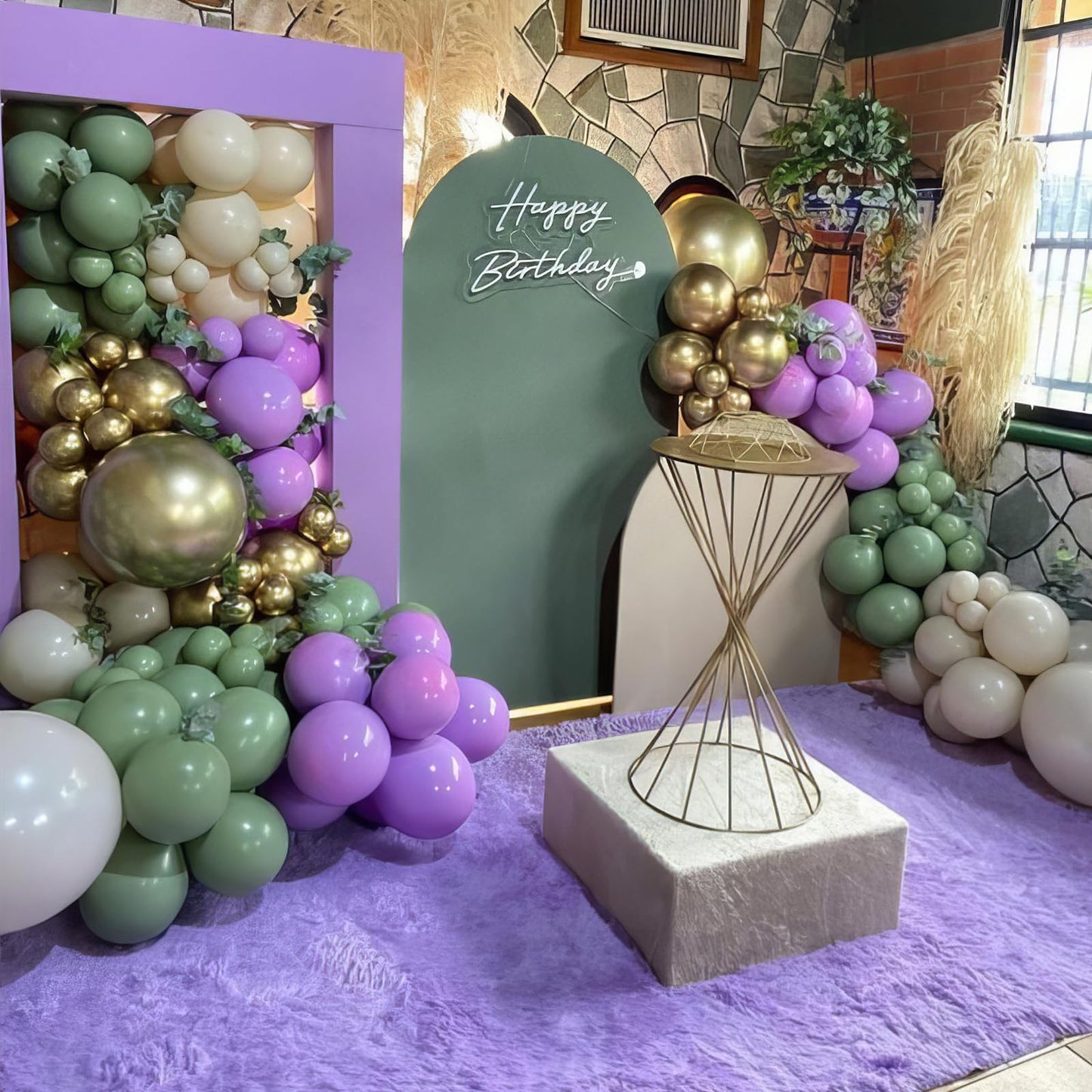 Purple And Sage Green Balloons, Purple Lavender Sage Balloon Cream White Gold Balloons Light Purple Balloons, Metallic Purple Go