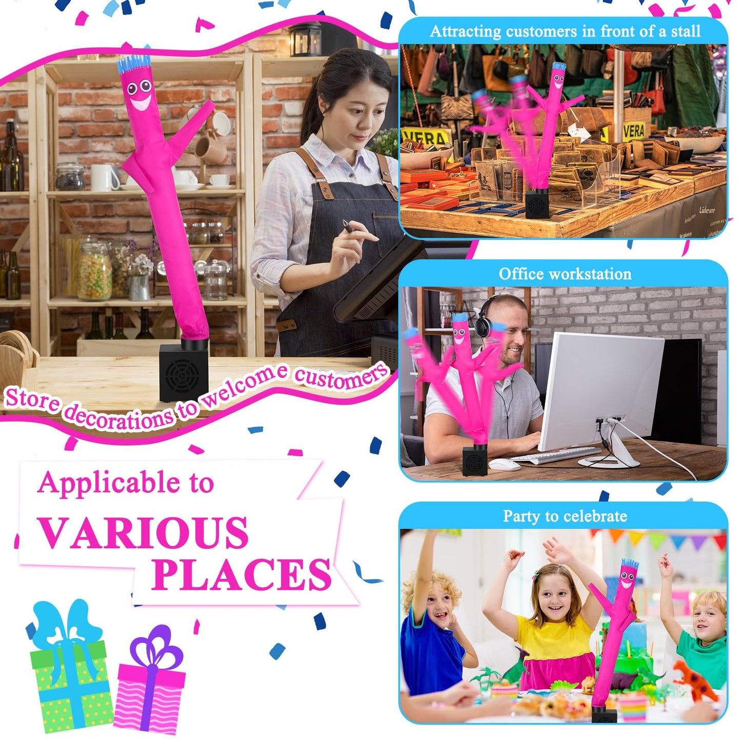 Poen Easter Basket Stuffers Easter Gift For Kids Wacky Waving Inflatable Tube Guy Mini Inflatable Tube Man With Blower Desktop O