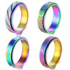 Hothink Anxiety Rings Fidget Rings For Women Spinner Rings For Anxiety 4Pcs 6Mm Rainbow Titanium Steel Rings Size 6-11 (Rainbow
