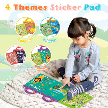 Sticker Book Reusable - 4 Sets Sticker Pads - Removable Stickers Toy For Kids Fashion Activity, Creative Sticker Story Books For