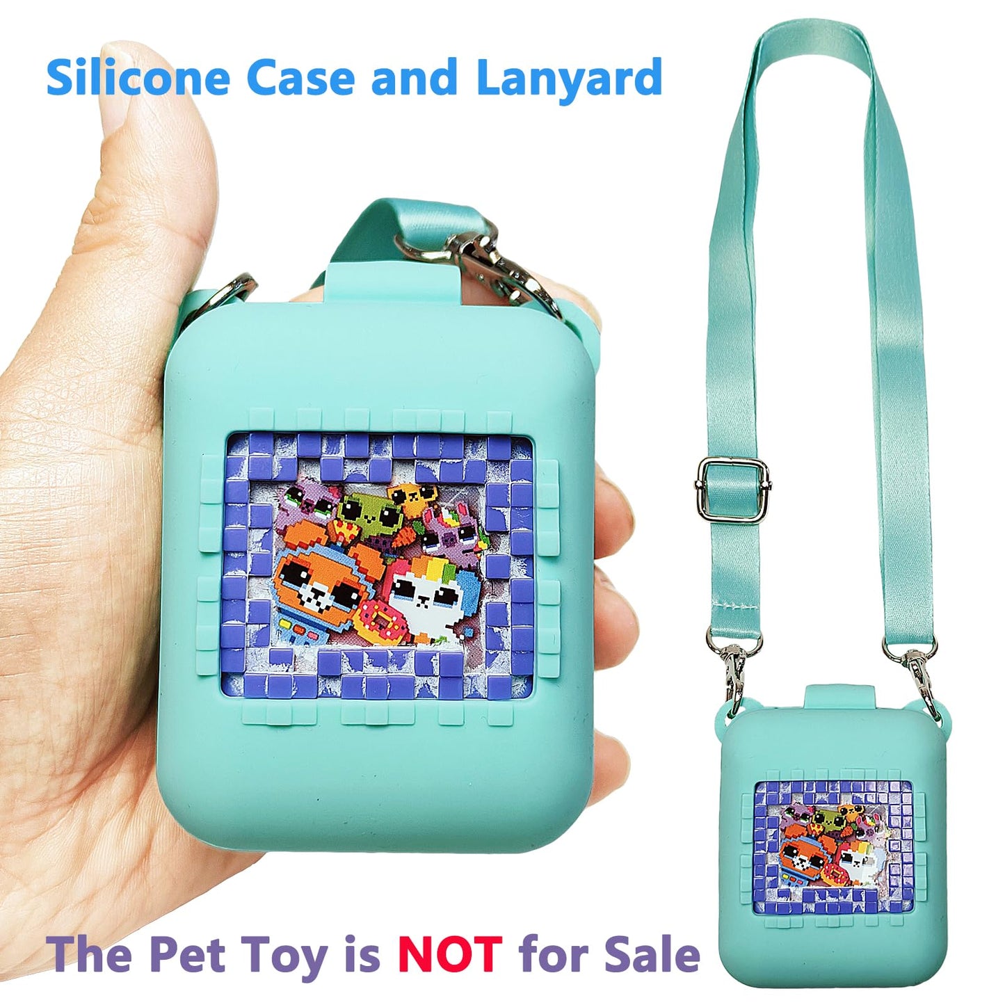 Jchpine Hard Carrying Case And Silicone Cover For Bitzee Interactive Toy Digital Pet, Protective Case For Bitzee Virtual Electronic Pets Accessories (For Original 15 Animals) (Teal)