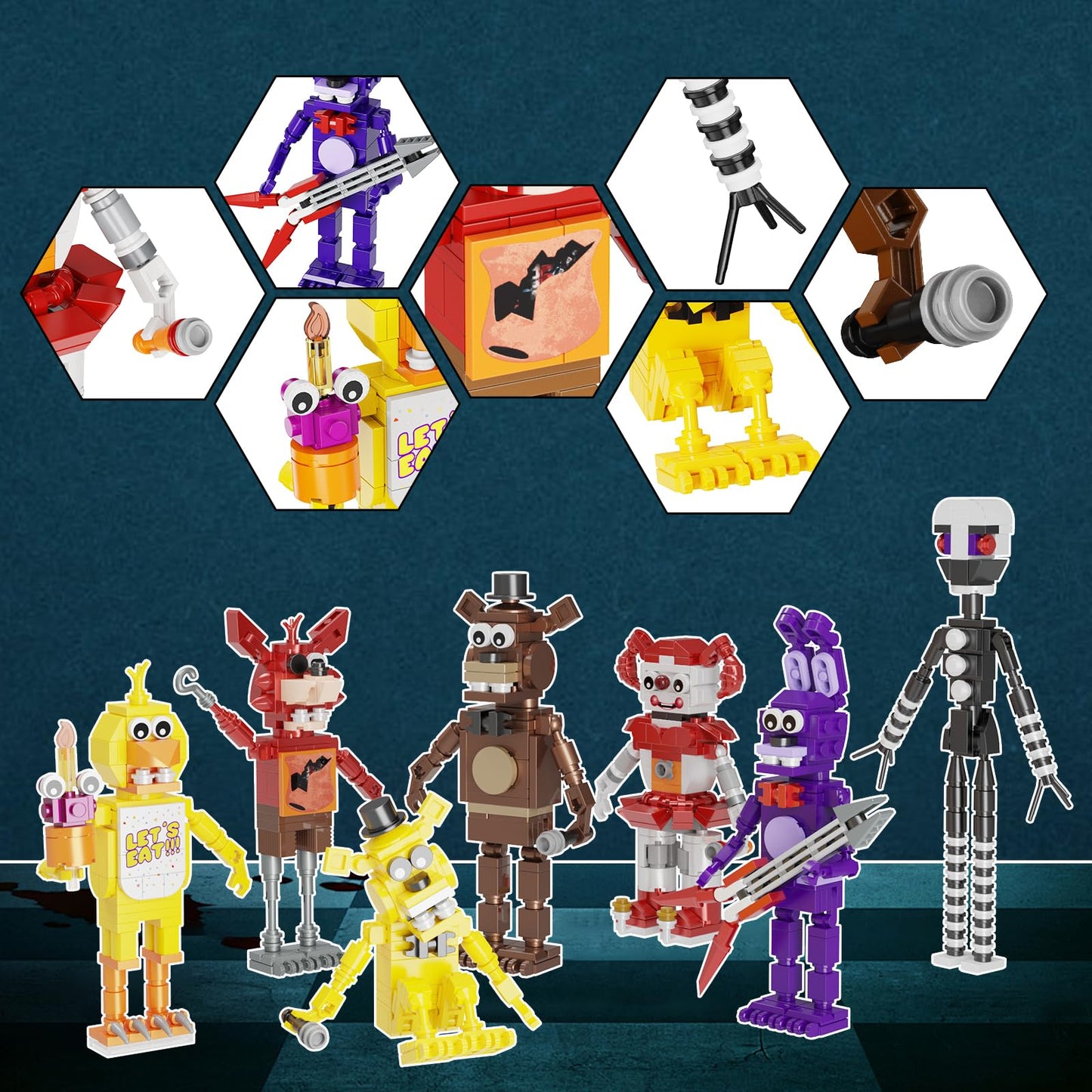 Five Nights Security Breach Building Block Toy 7 In 1, Fighting Monster Action Figure Diy Model, Compatible With Lego, Suitable