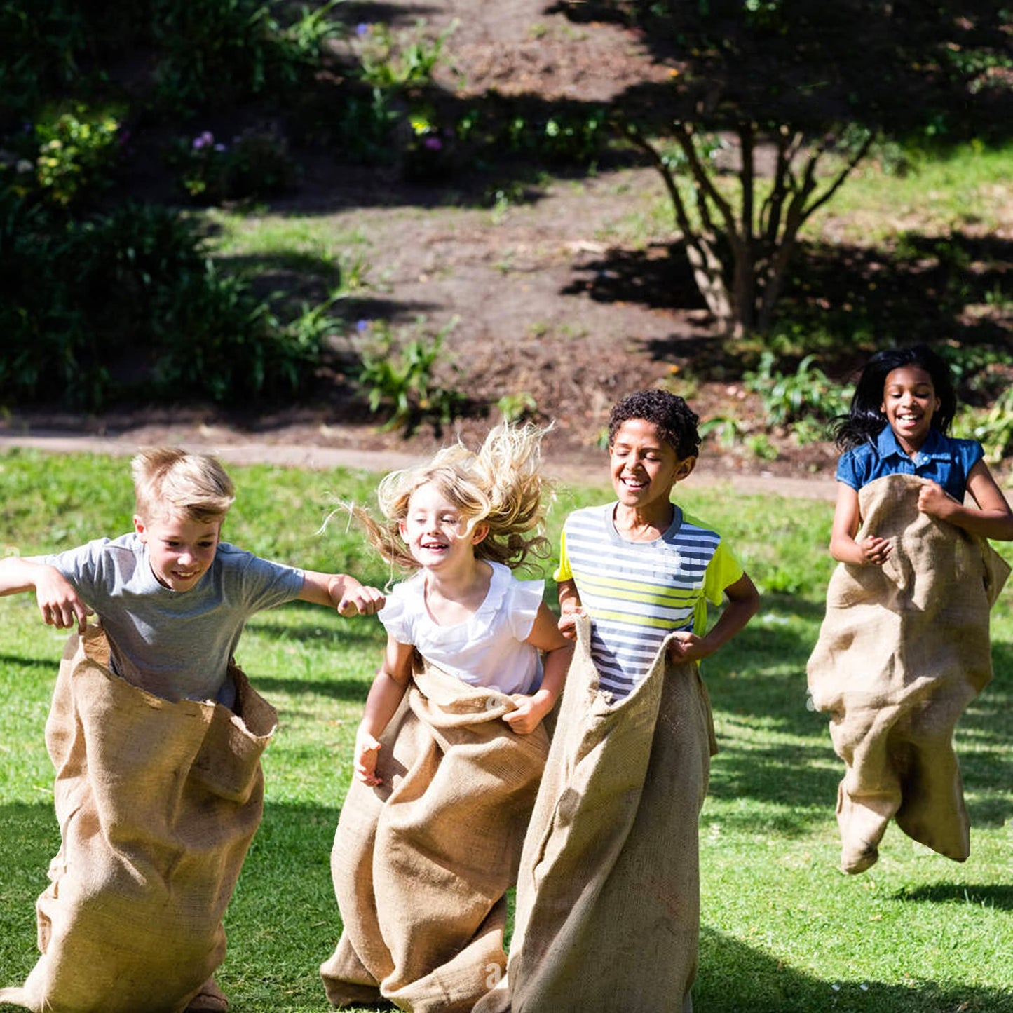 Alytree 8 Pack Burlap Potato Sack Race Bags, 24''X40'' Outdoor Lawn Games For Kids & Adults, Outside Yard Games For Birthday Par