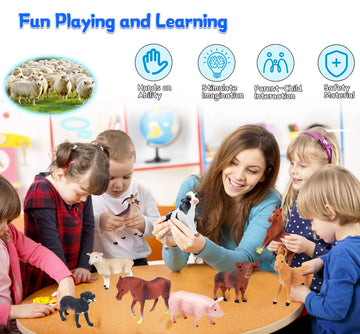 KECIABO Farm Animal Figurines Set, 8 Pcs Realistic Plastic Toys, Educational Multicolor Playset for Kids and Toddlers