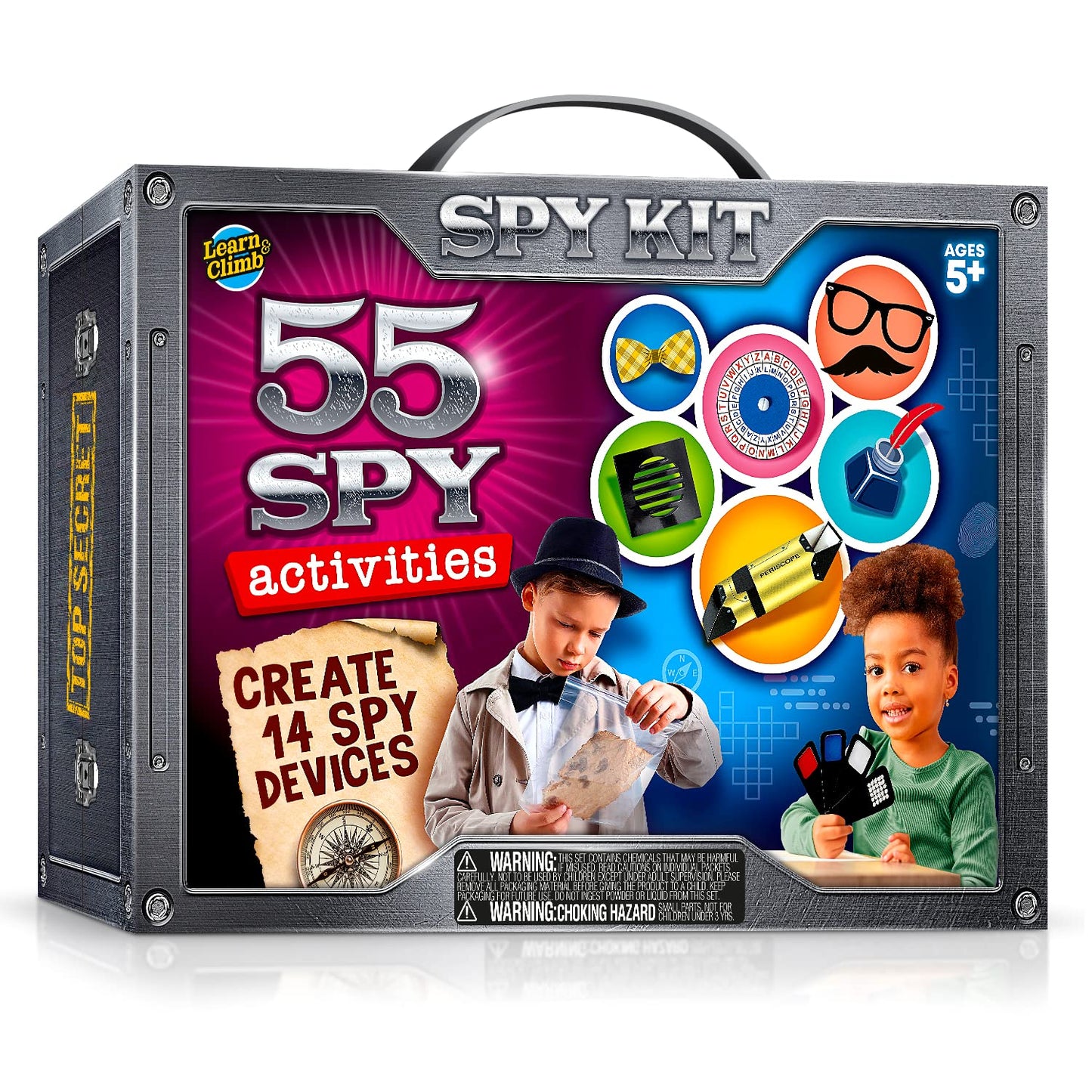 Kids Spy Kit, Explore 15 Secret Missions & Create 14 Detective Gadgets - Birthday For 7, 8,9,10 Year-Old Boy