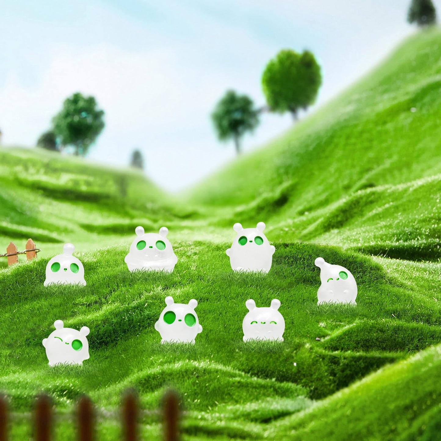 WOZADU 49 PCS Luminous Mini Resin Elves Figurines for Dollhouse Decoration Tiny Resin Ghost Miniature Things for Fairy Garden Micro Landscaping Decoration Cake Toppers Decor