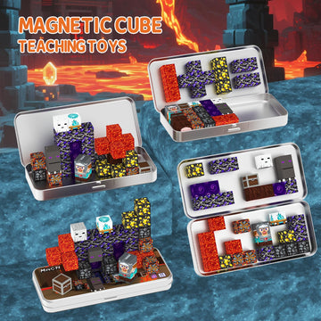 Magnetic Building Blocks Travel Toys, Age 3+ STEM Toy with Portable Tin Compatible with Magnetic Tiles, Ideal for Open Boy Ages