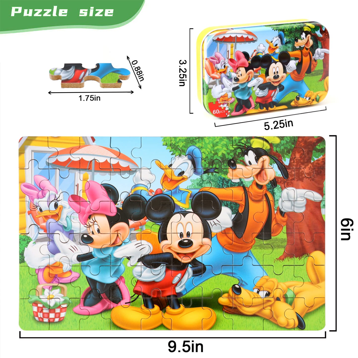 Mzzotoy Puzzles For Kids Ages 4-8, 60 Piece Puzzles For Kids Ages 3-5 In A Metal Box Girls And Boys Learning Educational Jigsaw
