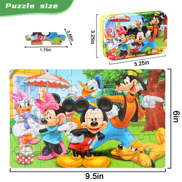 Mzzotoy Puzzles For Kids Ages 4-8, 60 Piece Puzzles For Kids Ages 3-5 In A Metal Box Girls And Boys Learning Educational Jigsaw
