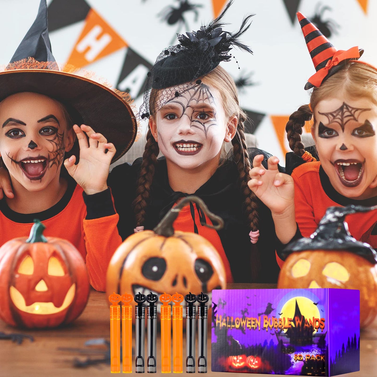 80 Pack Halloween Bubble Wands,Mini Bubble Wands For Halloween Party Favors,Hlalloween Toys Gift For Girls Boys Kids Toddler Adults