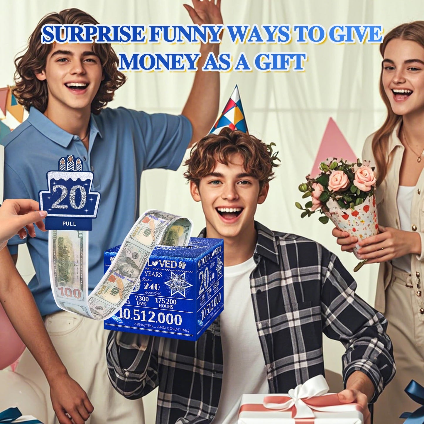 Toyeishi 20 Happy Birthday Money Box For Cash Gift, 20Th Birthday Decorations For Him And Her, Gifts For 20 Year Old Men, Male B