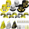 40PCS New Years Party Supplies 20 Guests, New Years Party Favors Gold Black, New Years Accessories Cardboard Plastic, Tiaras Top
