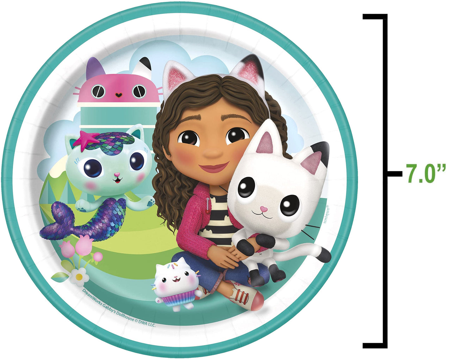 Unique Gabby 7 Inch Dessert Paper Party Plates - Serves 24