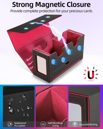 MTG Deck Box, MTG Commander Card Deck Box with Commander Display, Fits 320+ Single Sleeved, Double Card Storage Box with Dice Tr