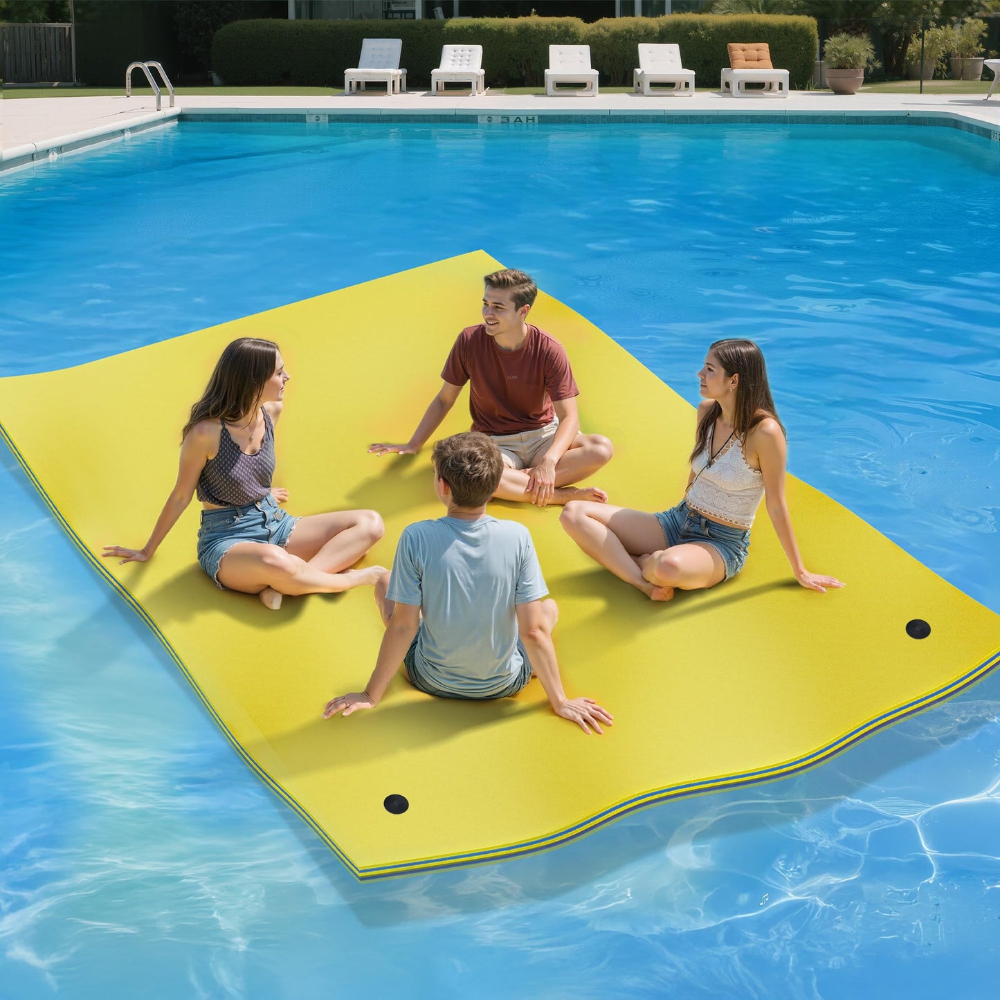 YITAHOME 9/12 Lily Pad Floating Mat for Lake and Pool, Portable Outdoor Water Floating Mat, 3-Layer XPE Floating Island for Bo