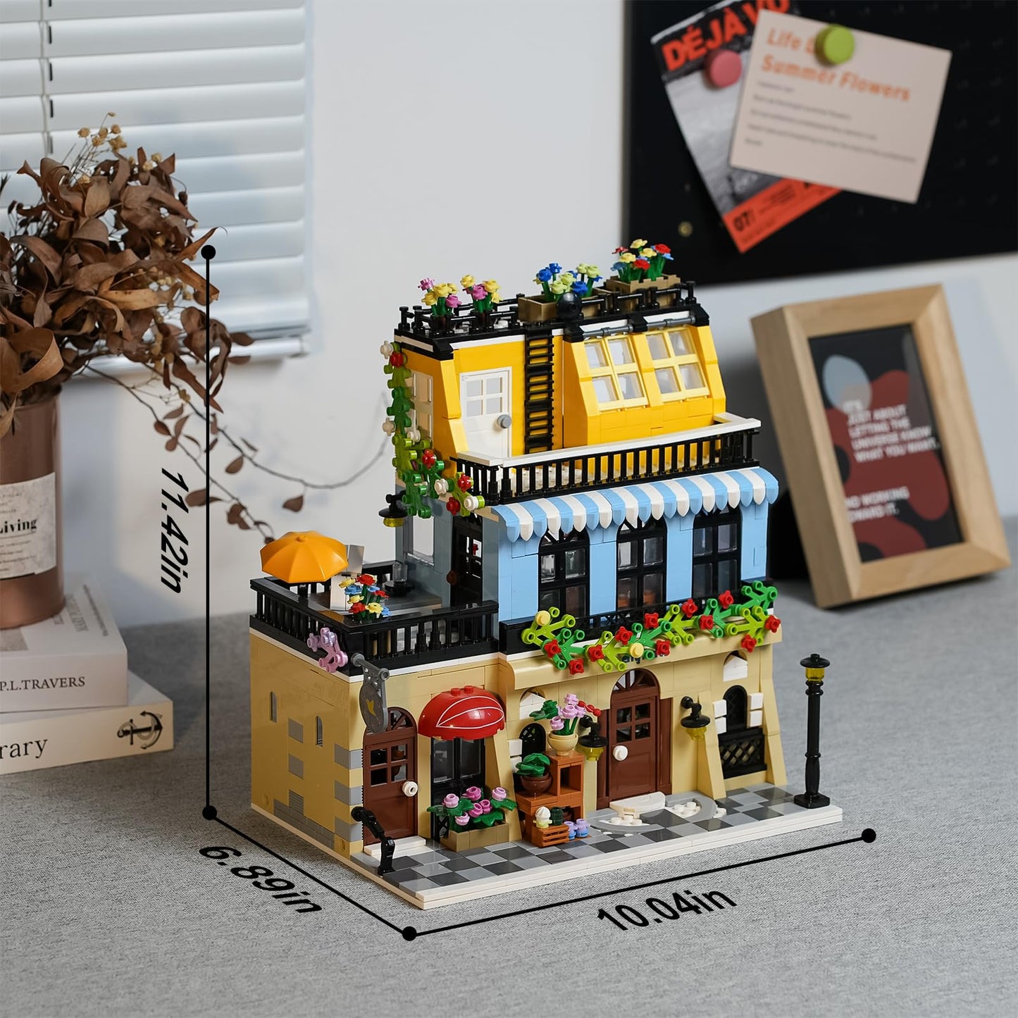 Enjbrick Flowers City Hotel House Building Kit For Adutls, Creator Building Toy Set With Apartmant And Shops For Girls And Adults 1464 Pcs