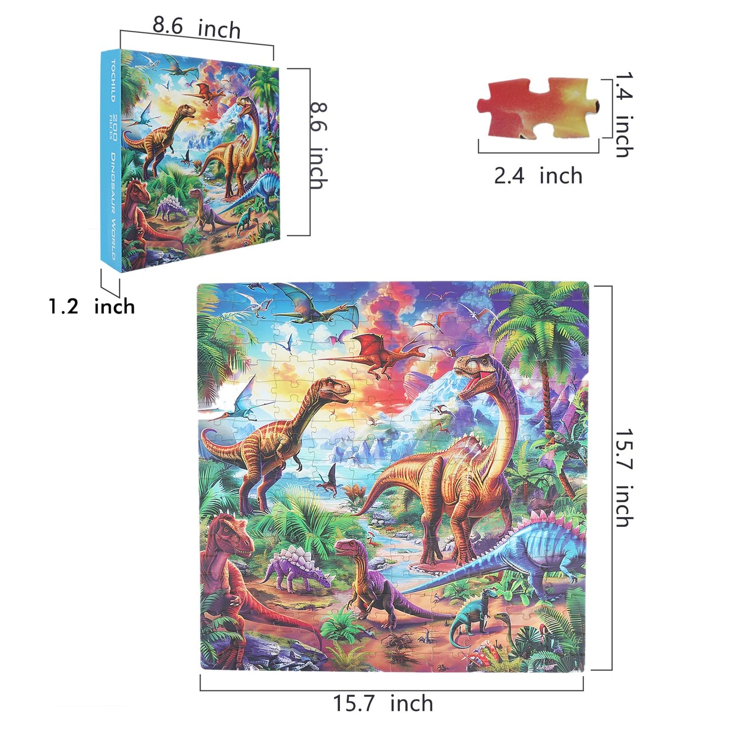 Jigsaw Puzzles For Kids Ages 6-8 8-10-Dinosaur Puzzle 200 Pieces Relax Kids Puzzles Ages 6-8 10-12 -Learning Educational Toys Gi