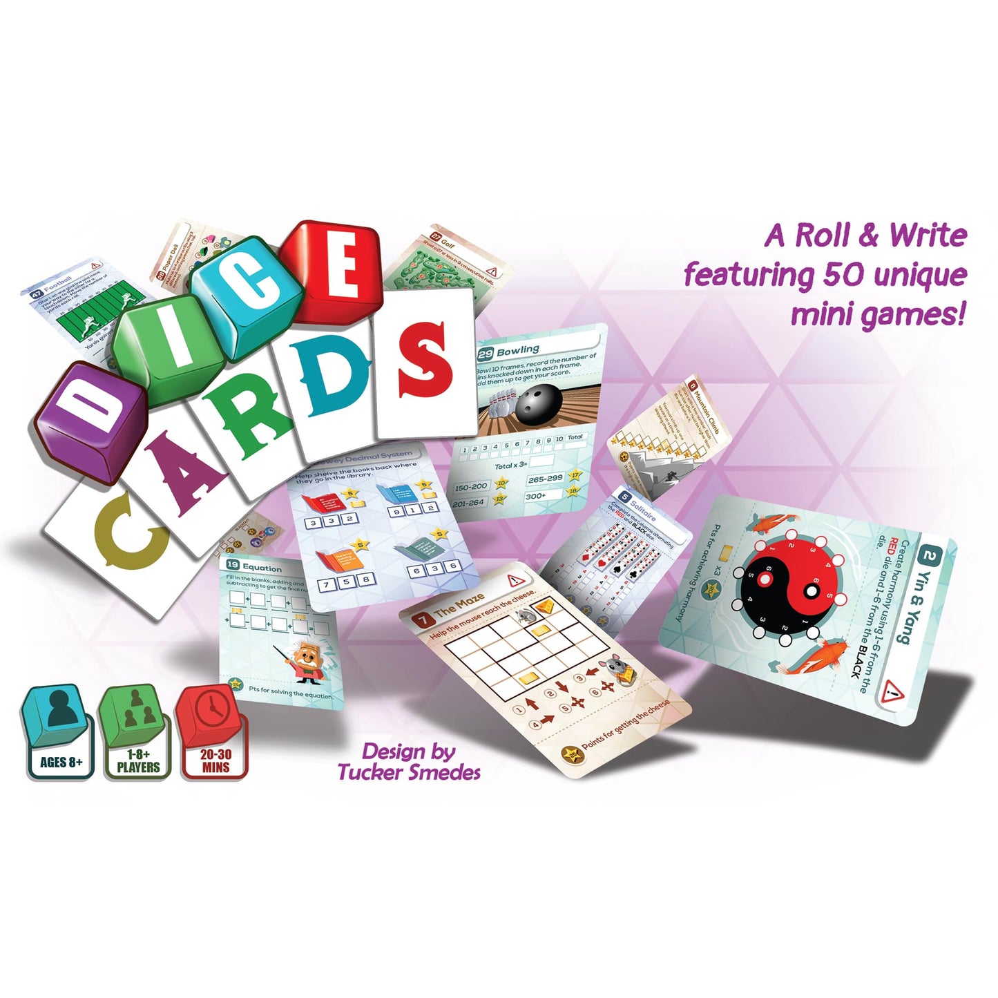 CardLords: Dice Cards - 50 Unique Roll & Write Mini Games in One Box, Strategy Card Games, Family Party Game, Ages 8+, 1-8 Playe