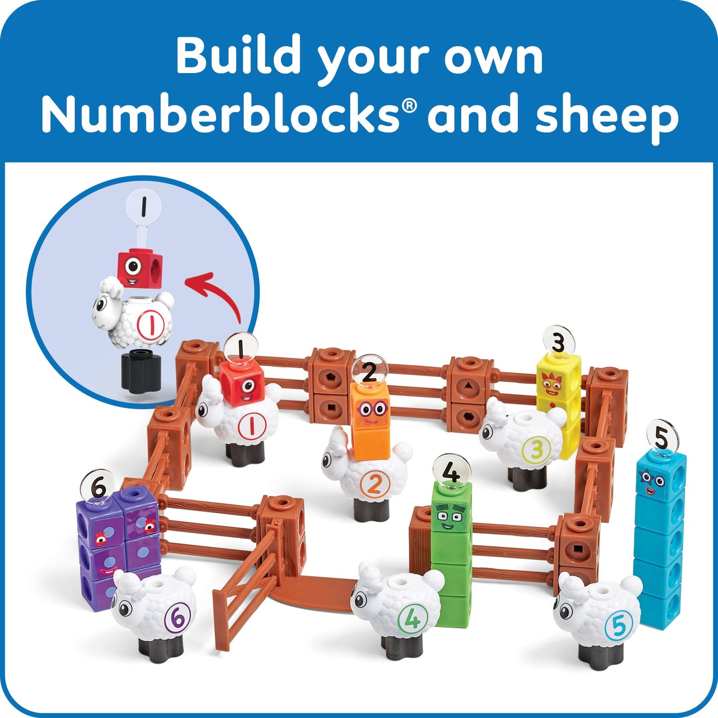 Hand2Mind Numberblocks Sheep Farm Mathlink Cubes Activity Set, Preschool Learning Activities, Counting Blocks, Kids Educational Toys, Number Math Manipulatives For Preschoolers, Easter Gifts For Kids
