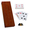 We Games 3 Player Wood Cribbage Set - Easy Grip Pegs And 2 Decks Of Cards Inside Of Board - Walnut Stained