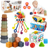 Epogg 6 In 1 Montessori Toys For Babies 6-12 Months Up - Incl Pull String Toy, Stacking Cups, Tissue Box, Suction Cup Spinner, S